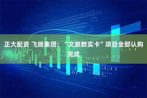 正大配资 飞扬集团：“文旅数实卡”项目全部认购完成