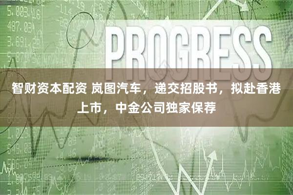 智财资本配资 岚图汽车，递交招股书，拟赴香港上市，中金公司独家保荐
